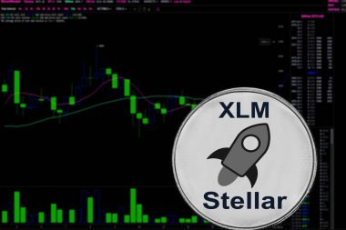 Para cryptocurrency bir arka plan mali grafikteki Xlm.