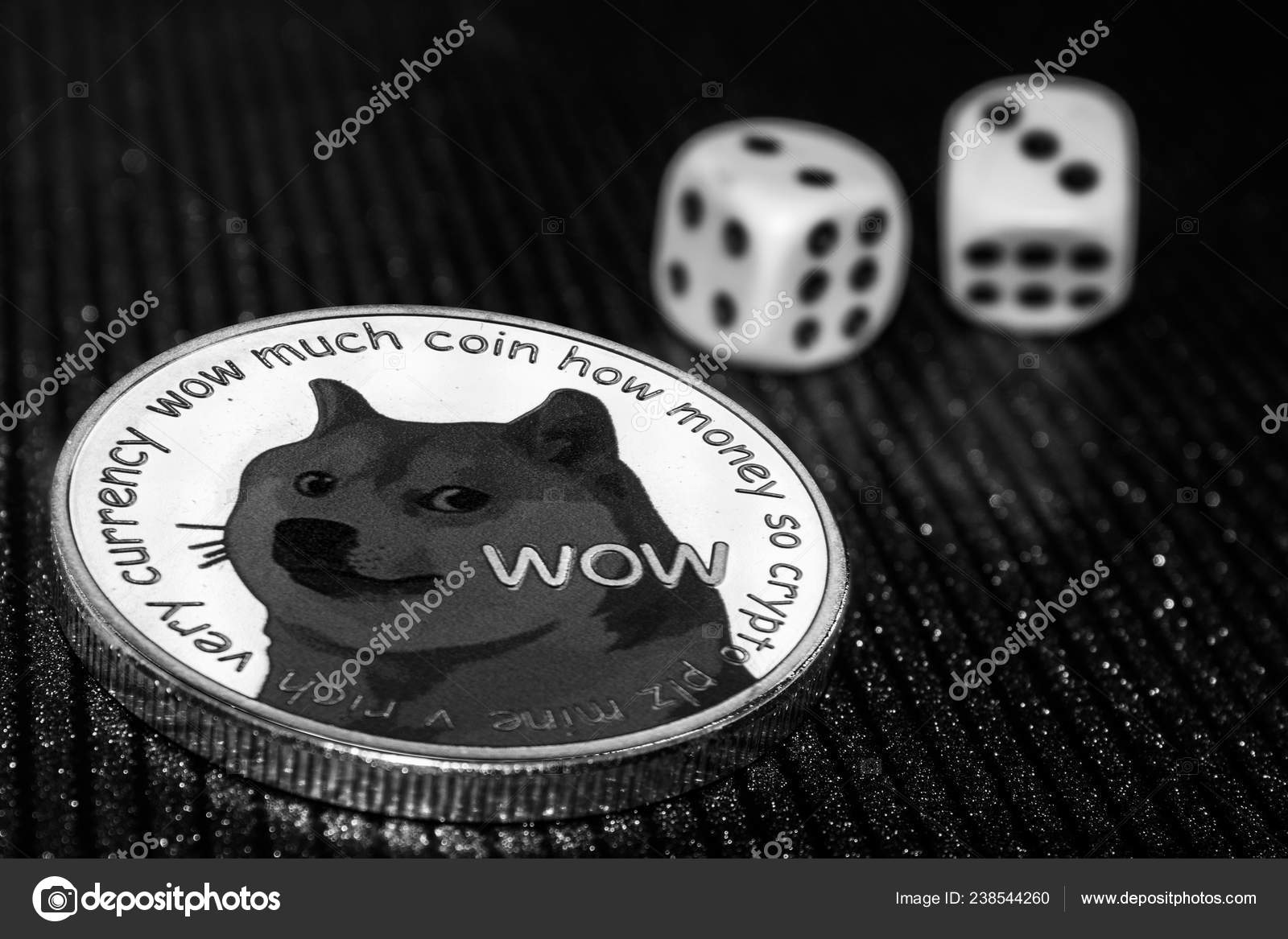 Coin cryptocurrency Doge and rolling dice. — Stock Photo © shahurin  #238544260