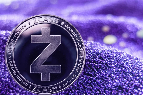 Монета криптовалюта Zcash на сучасному фоні неону. циклів — стокове фото
