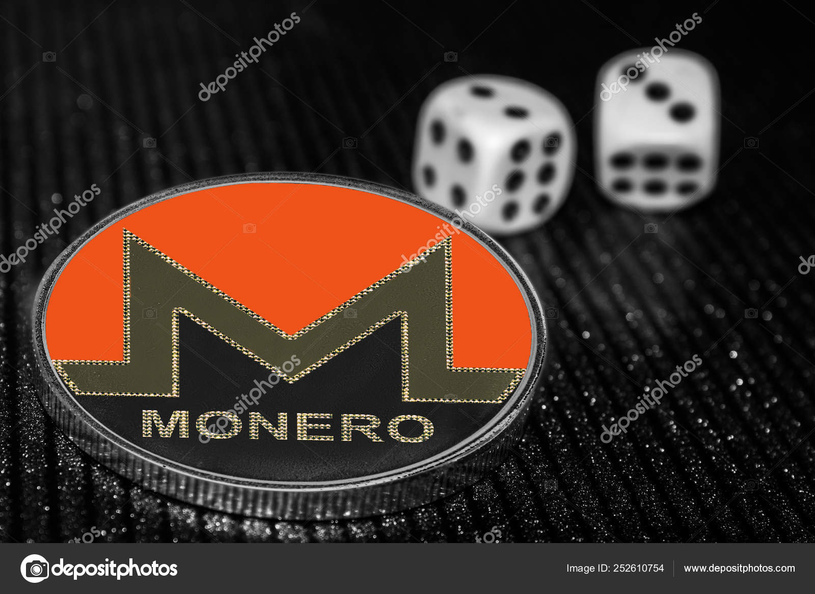 Coin cryptocurrency Monero and rolling dice. XMR. — Stock Photo © shahurin  #252610754