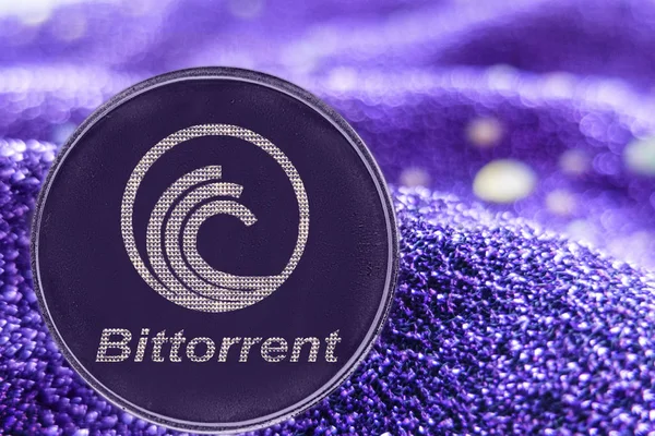 Coin cryptocurrency bittorrent on modern neon background. BTT