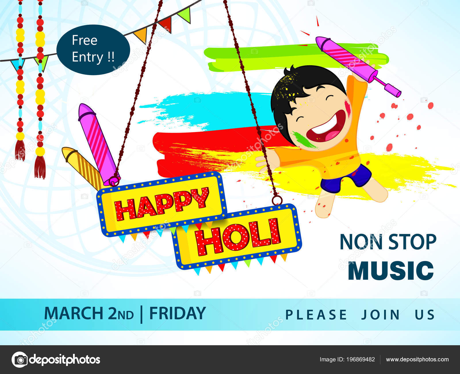 Greeting Card Holi Hindu Spring Festival — Stock Vector © NeKiArt