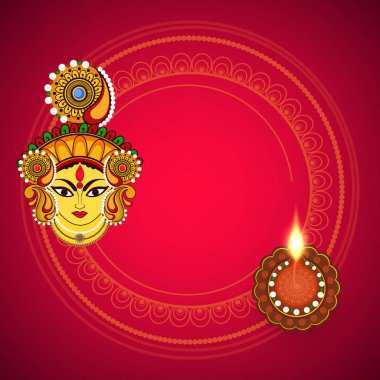 Hindu festivali Chaitra Navratri 2018, illüstrasyon tebrik kartı, poster, afiş ve güzel rangoli arka plan ve subh navratri metin el ilanı için soyut düzenlenebilir vektör