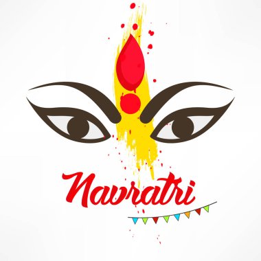 Hindu festivali Chaitra Navratri 2018, illüstrasyon tebrik kartı, poster, afiş ve güzel rangoli arka plan ve subh navratri metin el ilanı için soyut düzenlenebilir vektör