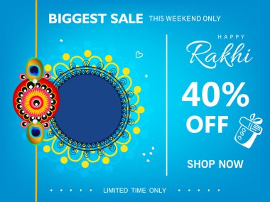 Raksha Bandhan, kardeşi ve kız kardeşi kutlama yapıştırma Hint Festivali için dekoratif serdar ile renkli vektör çizim satış ve promosyon afiş poster