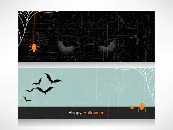 Set Website Headers Banner Designs Happy Halloween Scary Eyes Bats — Stock Vector