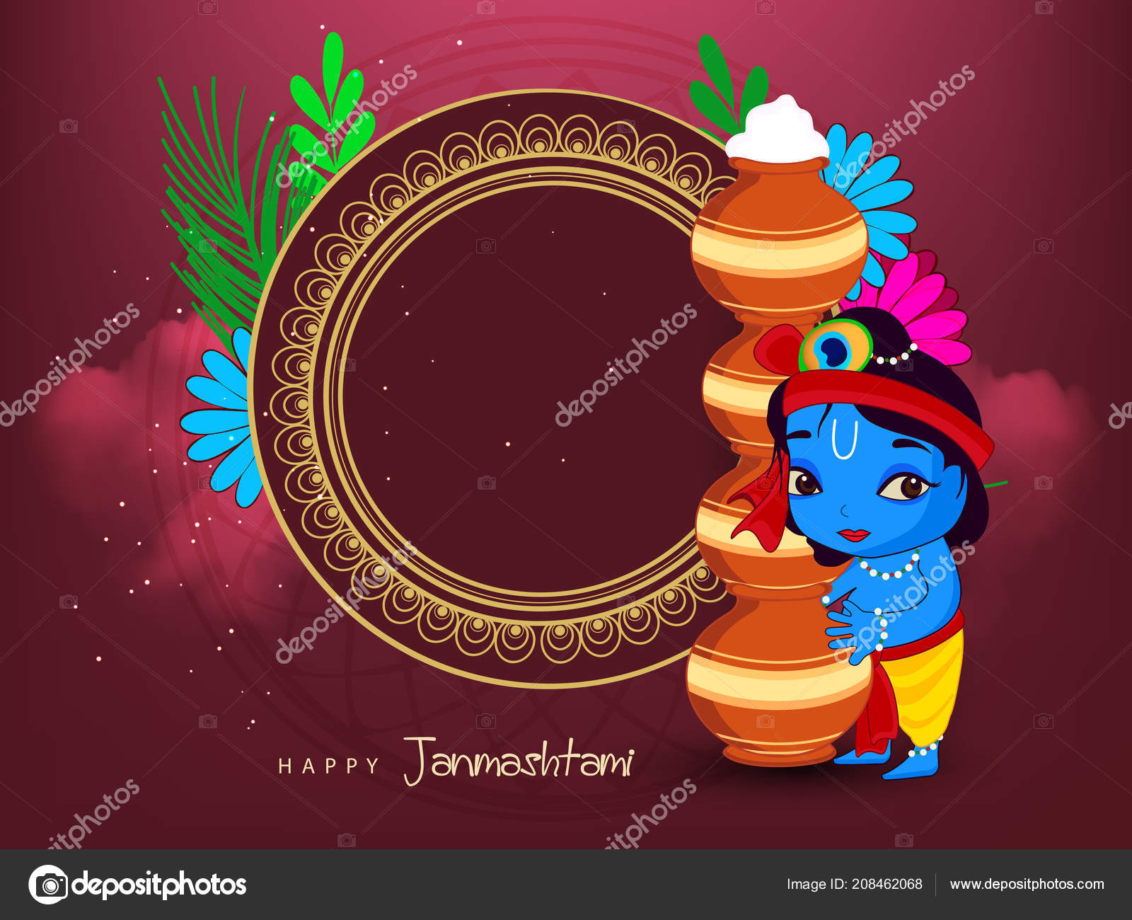 Happy Janmashtami 2018 Indian Festival Dahi Handi Janmashtami Celebrating  Birth Stock Vector Image by ©NeKiArt #208462068