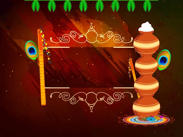 Feliz Janmashtami 2018 Festival Indio Dahi Handi Janmashtami Celebrando Nacimiento — Vector de stock