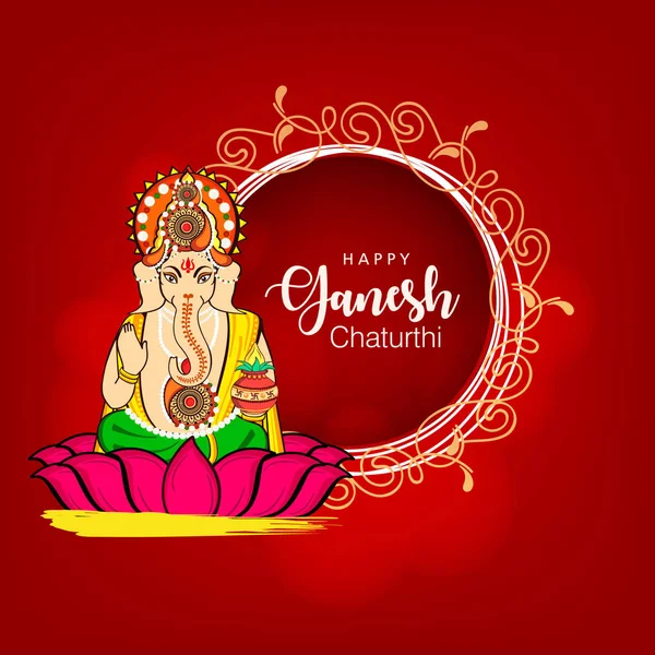 Happy Ganesh Chaturthi Cartão Saudação Ilustração Vetorial — Vetor de Stock