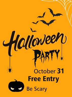 Cadılar Bayramı partisi ilanı ile korkunç metin, gözler, örümcekler vb Cadılar Bayramı kutlamaları için.