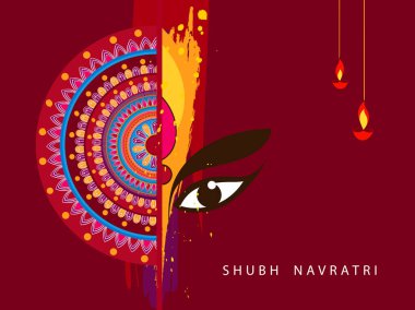 Mutlu Navratri Kutlama Posteri veya Sancak Arkaplanının Vektör İllüstrasyonu