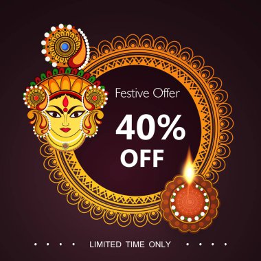 Mutlu Navratri kutlama Satılık Poster veya başlık sayfası arka plan vektör çizim