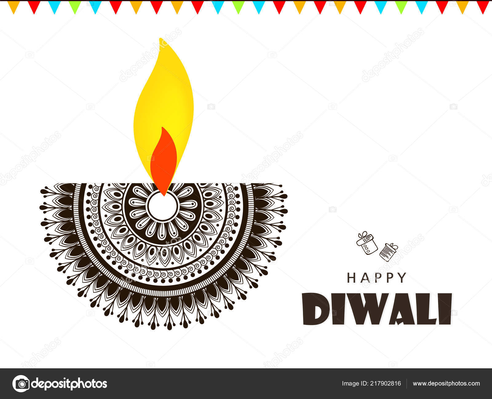Happy Diwali Poster Burning Lantern Garland Isolated White Background Stock  Vector Image by ©NeKiArt #217902816