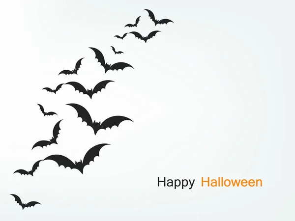 Modelo Cartão Feliz Halloween Saudação Com Morcegos Fritura Fundo Branco — Vetor de Stock