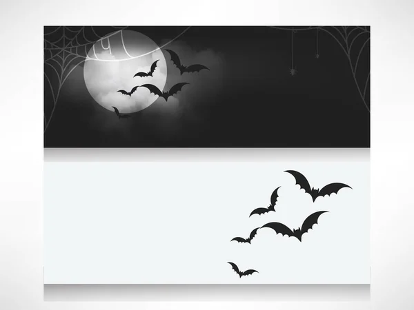 Счастливый Шаблон Поздравительной Открытки Хэллоуин Летучими Мышами Полнолунием Ночью Векторная — стоковый вектор