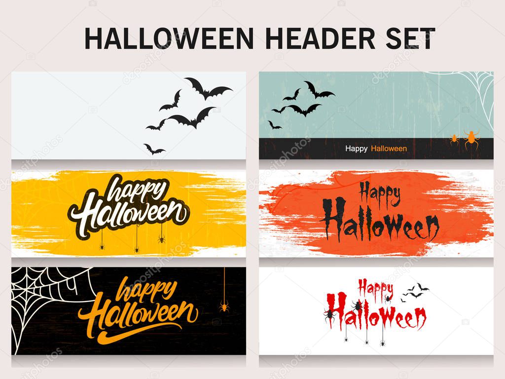 happy Halloween different banners, vector illustration