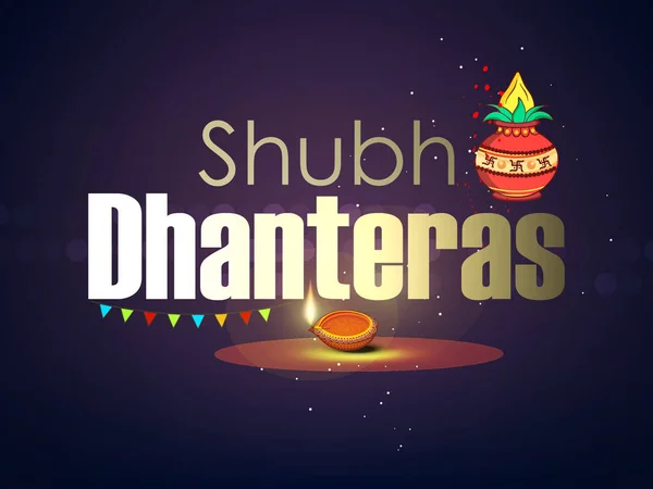 Illustrazione Vettoriale Creativa Happy Dhanteras — Vettoriale Stock