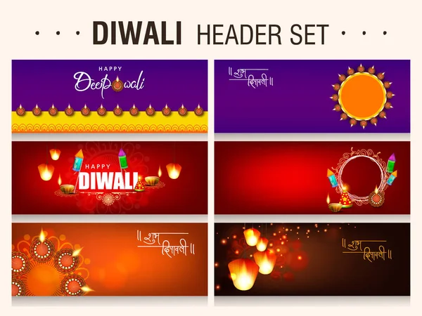 Diwali Header Leuchtenden Farben — Stockvektor