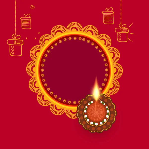 Happy Diwali Affiche Avec Mandala Indien Festif — Image vectorielle