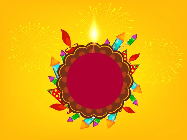 Happy Diwali Poster Mit Festlichem Feuerwerk — Stockvektor