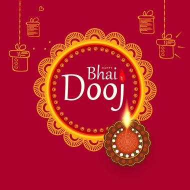 Mutlu Bhai Dooj, yazı ile renkli poster Hint geleneksel tatil 