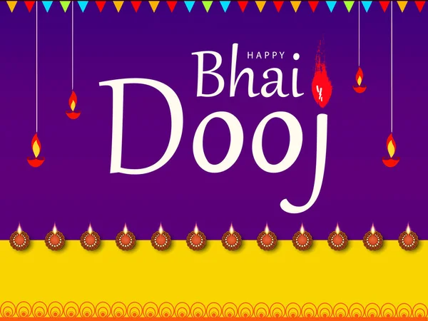 Buntes Plakat Mit Schriftzug Happy Bhai Dooj Traditioneller Indischer Feiertag — Stockvektor