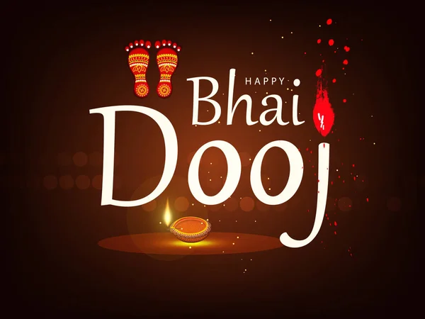 Buntes Plakat Mit Schriftzug Happy Bhai Dooj Traditioneller Indischer Feiertag — Stockvektor