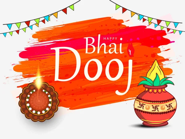 Buntes Plakat Mit Schriftzug Happy Bhai Dooj Traditioneller Indischer Feiertag — Stockvektor