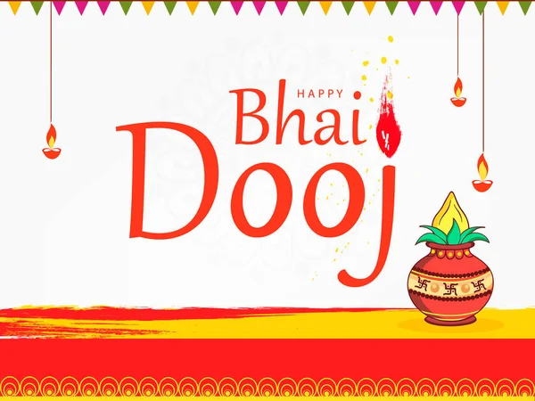 Buntes Plakat Mit Schriftzug Happy Bhai Dooj Traditioneller Indischer Feiertag — Stockvektor