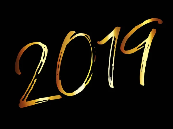Feliz Año Nuevo 2019 Diseño Tipográfico Creativo Letras Mano Para — Vector de stock