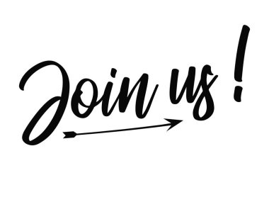 Beyaz arka plan üzerinde harfler bize katılın