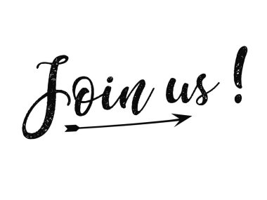 Beyaz arka plan üzerinde harfler bize katılın