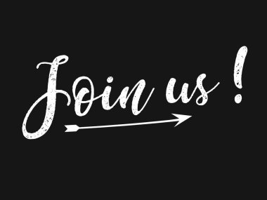 Siyah arka plan üzerine yazı bize katılın