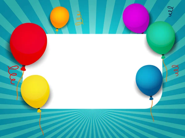 Mutlu Doğum Günü Kartı Şablonu Balonlar Kopya Alanı Ile — Stok Vektör