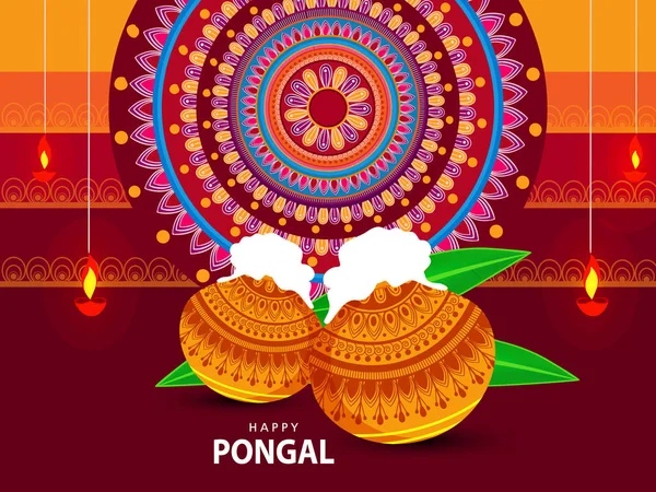 Plantilla Tarjeta Happy Pongal — Vector de stock