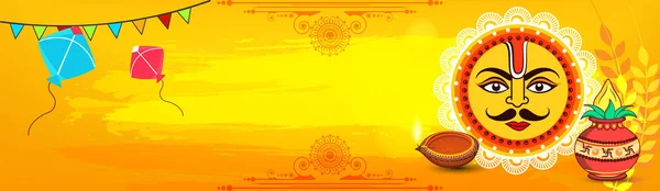 Creatieve Vakantie Poster Voor Traditionele Makar Sankranti — Stockvector