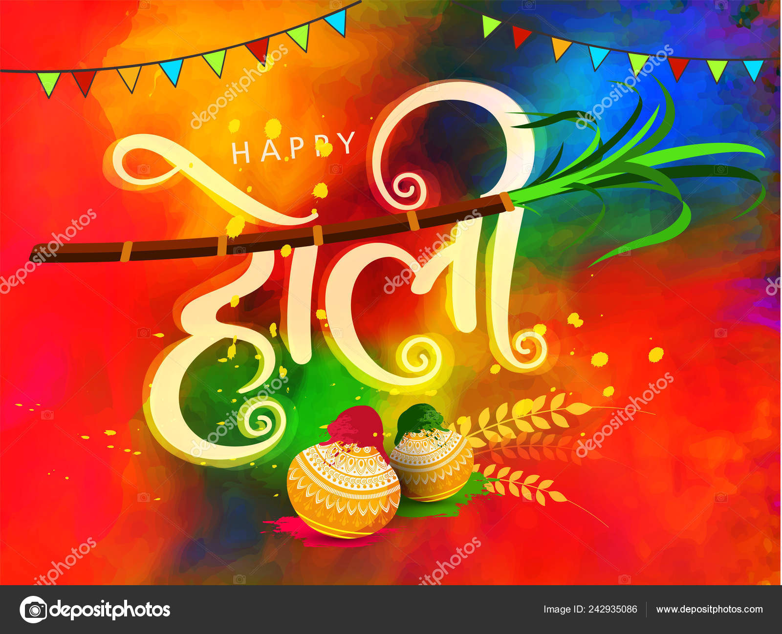 Illustration Abstract Colorful Happy Holi Background Vector Indian Hindu  Festival Stock Vector Image by ©NeKiArt #242935086