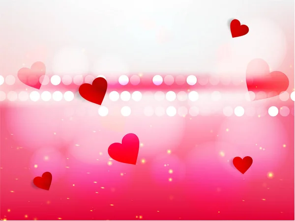 Schöne Dekorative Glitzernde Valentinstag Hintergrund Mit Roten Herzen — Stockvektor