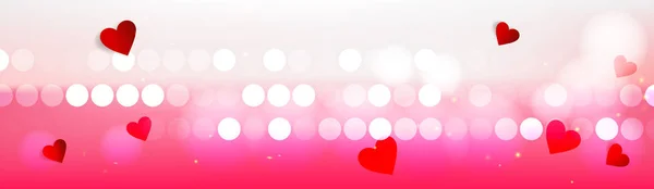 Beautiful Pink Banner Decorative Hearts Valentines Day Background — Stock Vector