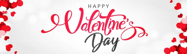Mutlu Sevgililer Günü Yazıt Kırmızı Kalpler Ile Güzel Sevgililer Günü — Stok Vektör