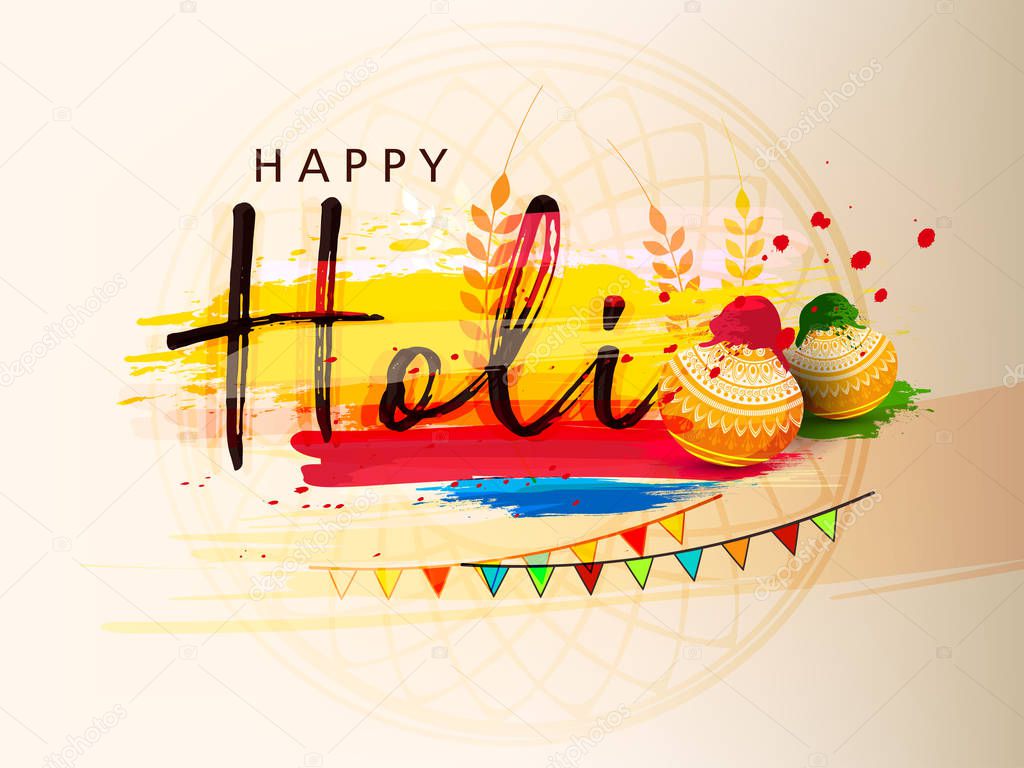 Illustration of abstract colorful Happy Holi background. Vector, Indian hindu festival of colors with creative design and text of holi
