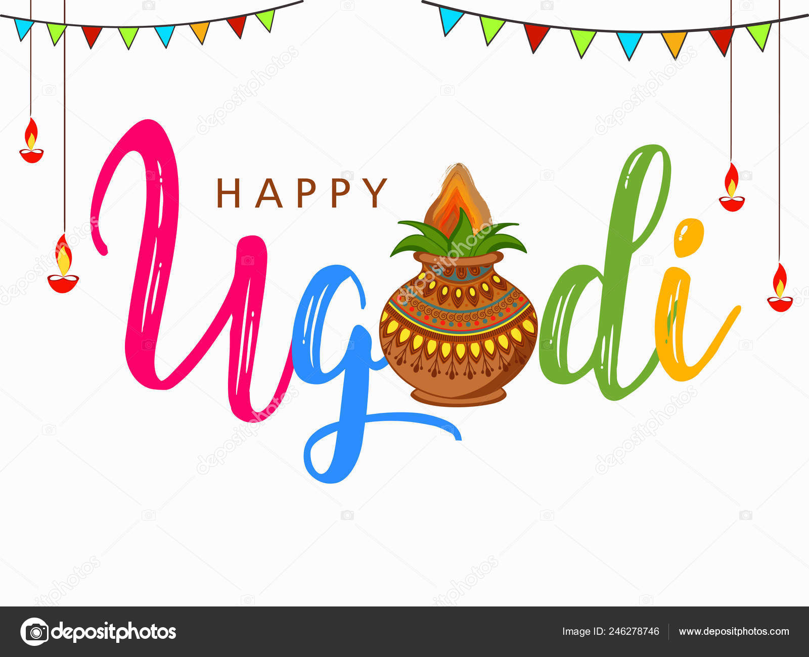 Happy Ugadi Festival Gudi Padwa Vector Illustration Colorful Decorative  Festival Stock Vector Image by ©NeKiArt #246278746