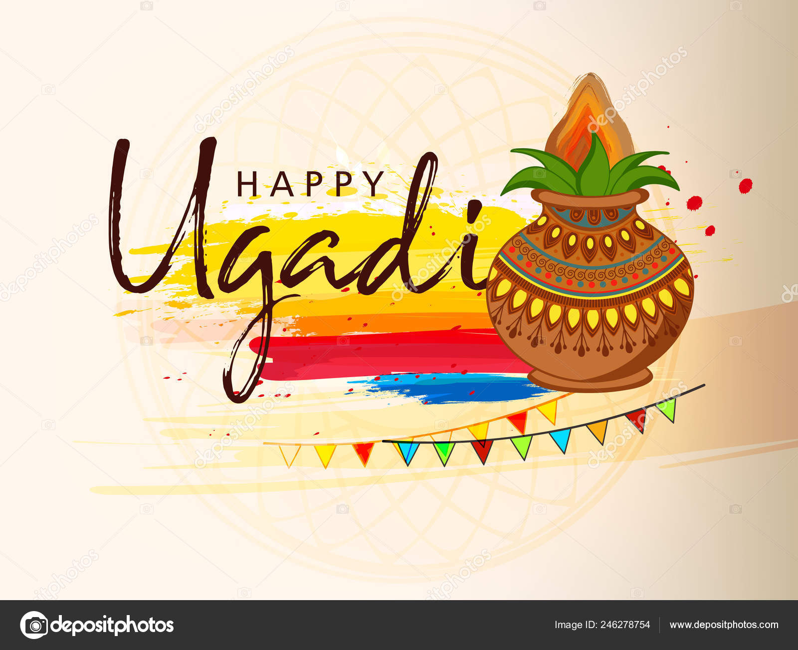Happy ugadi festival Vector Art Stock Images | Depositphotos
