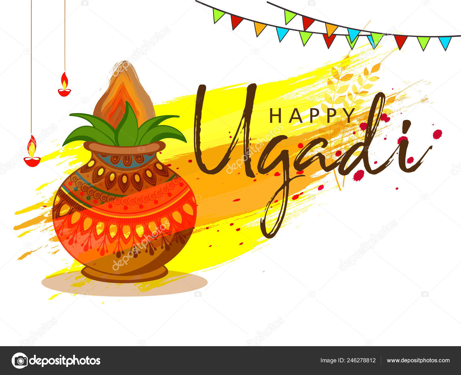 Happy Ugadi Festival Gudi Padwa Vector Illustration Colorful Decorative  Festival Stock Vector Image by ©NeKiArt #246278812