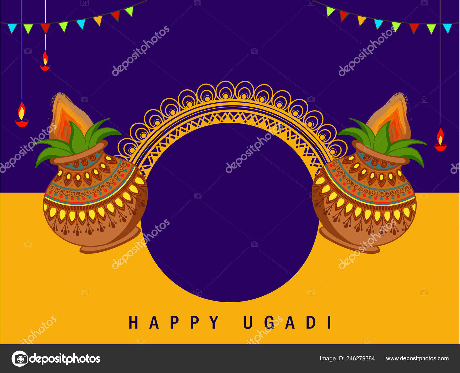 Happy Ugadi Festival Gudi Padwa Vector Illustration Colorful Decorative  Festival Stock Vector Image by ©NeKiArt #246279384