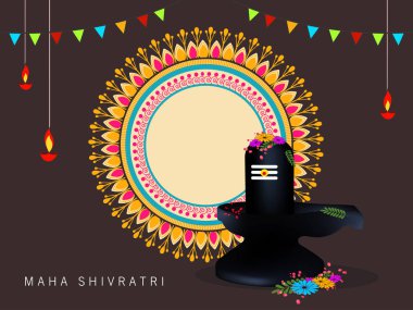 Mutlu Shivratri, vektör çizim Shiv Ling /shrine dini dekoratif arka plan metin ve ibadet öğeler üzerinde.