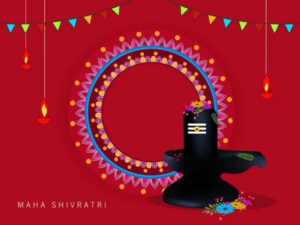 Gelukkig Shivratri Vector Illustratie Van Shiv Ling Shrine Religieuze Decoratieve — Stockvector