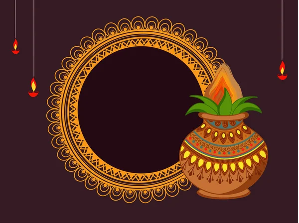 Gelukkig Ugadi Festival Gudi Padwa Vectorillustratie Kleurrijke Decoratieve Festival Frame — Stockvector