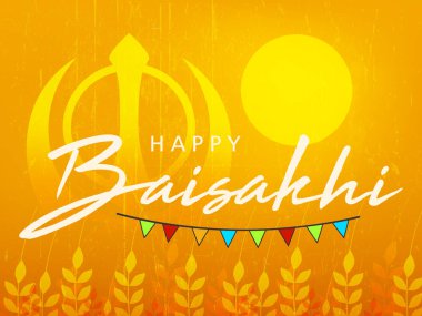 Baisakhi, Vaisakhi vektör çizim dekoratif festival arka plan ve Punjabi Festivali için çerçeve kullanılan banner, header, selamlar. 