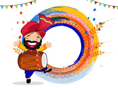 Baisakhi, Vaisakhi vektör çizim dekoratif festival arka plan ve Punjabi Festivali için çerçeve kullanılan banner, header, selamlar. 